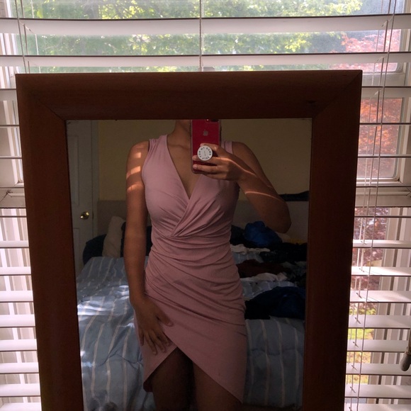 Millennial Pink Wrap Dress - Picture 2 of 3